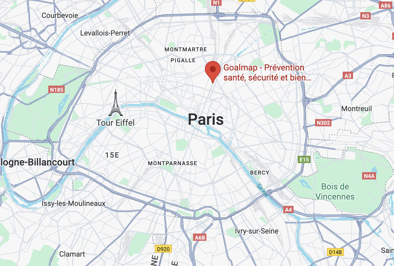 Carte situant Goalmap dans Paris